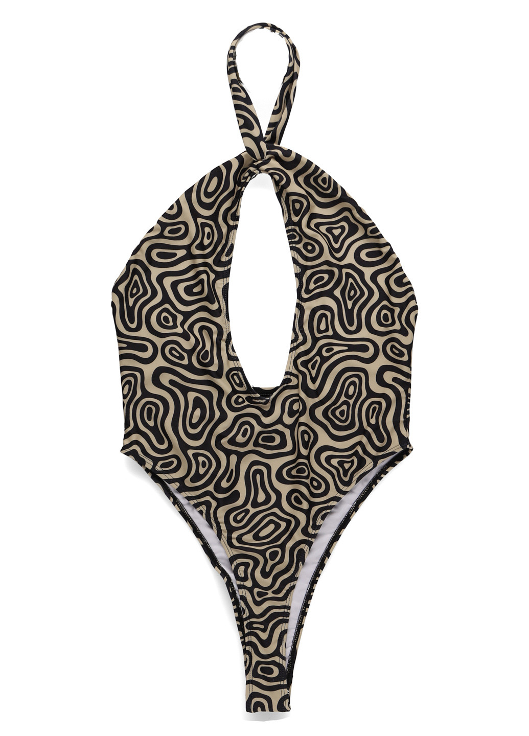 Комбинированный летний купальник слитный, халтер PrettyLittleThing