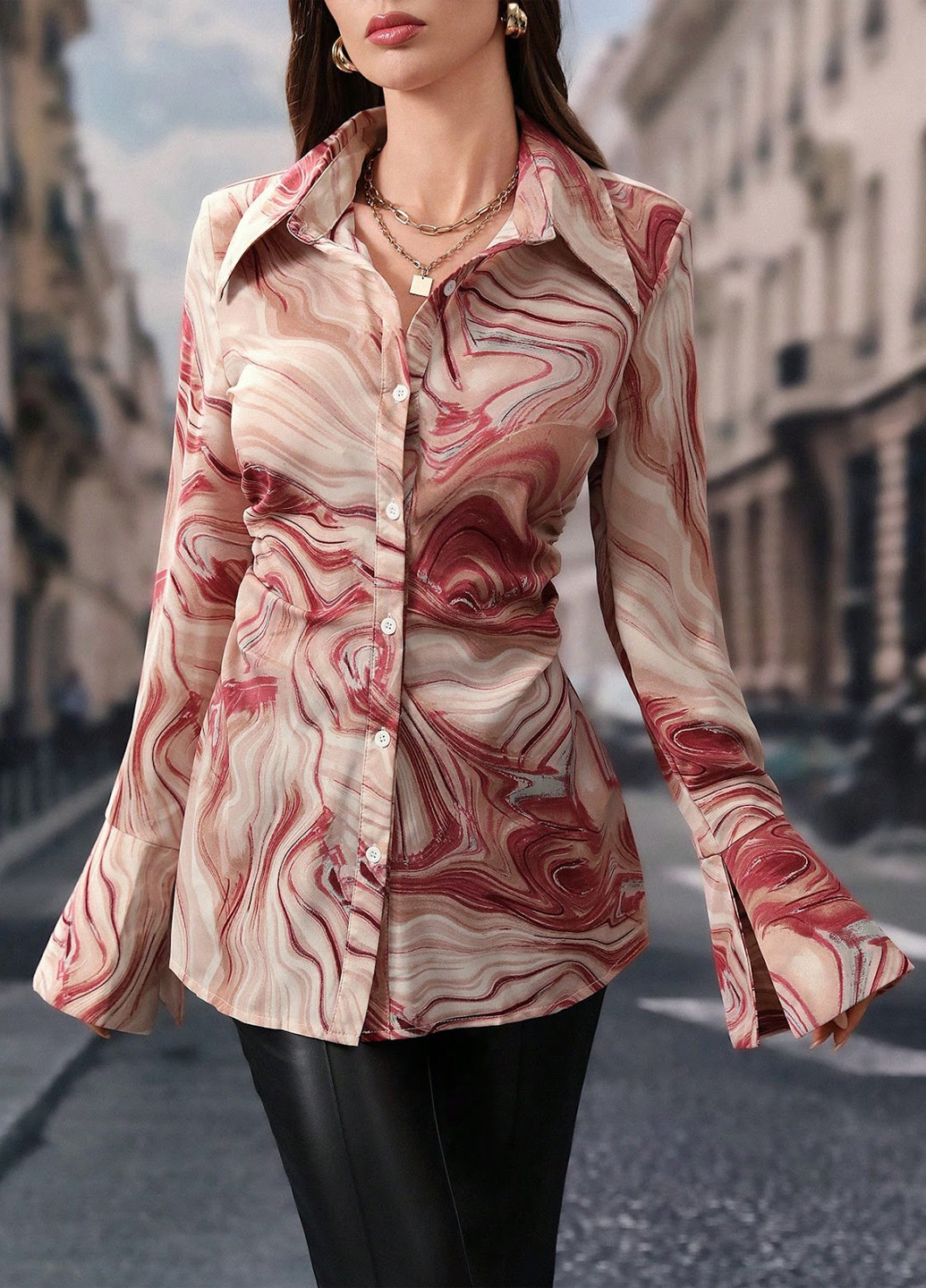 Рожево-коричнева блуза SHEIN