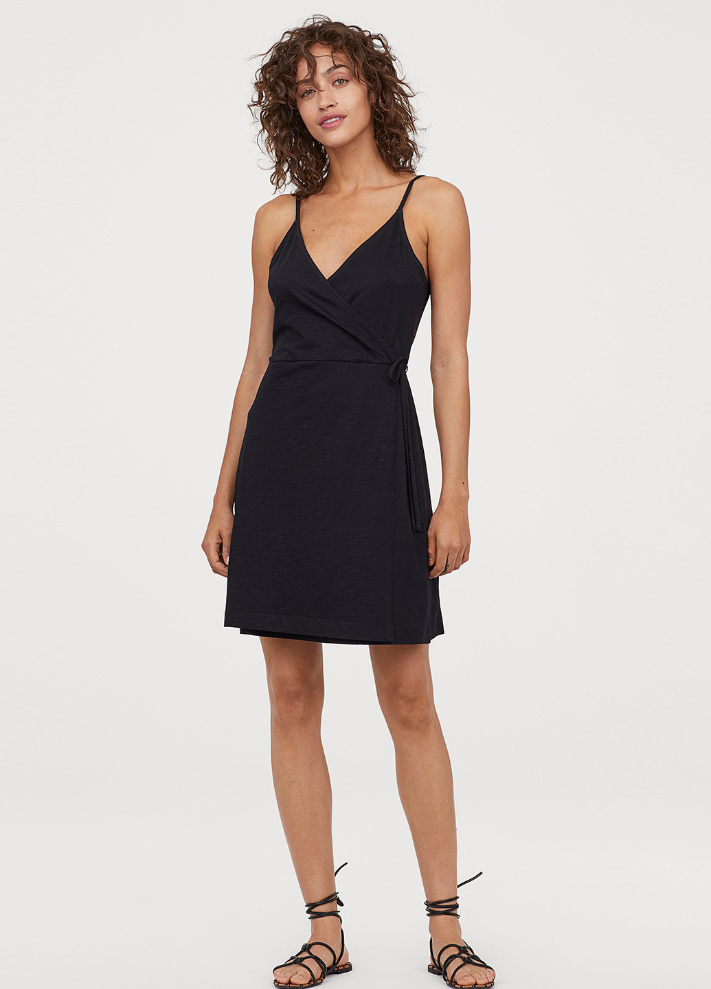 Чорна кежуал плаття, сукня на запах H&M однотонна