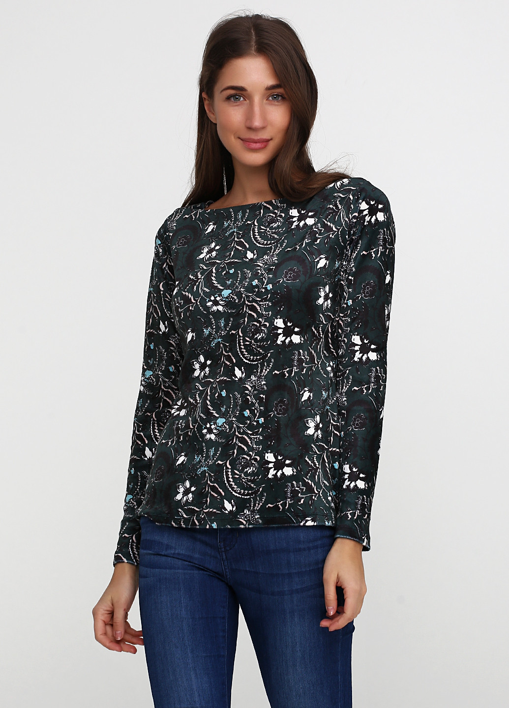 Темно-зелёная блуза Comma