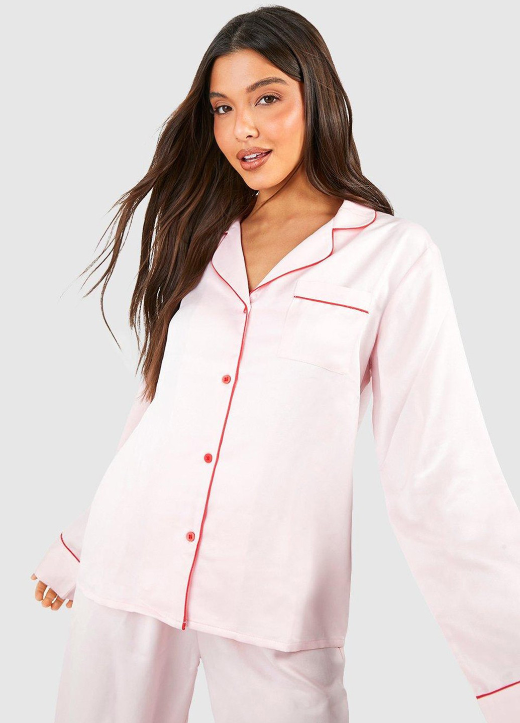 Розовая домашний рубашка однотонная Boohoo