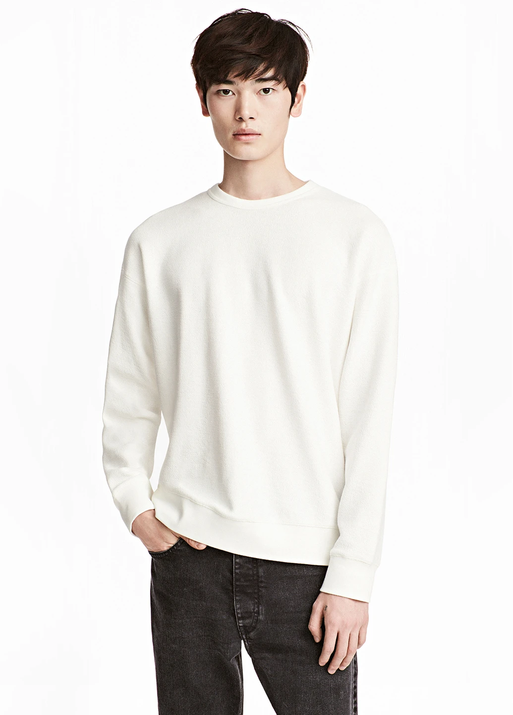 Білий світшот H&M однотонний (91196845)