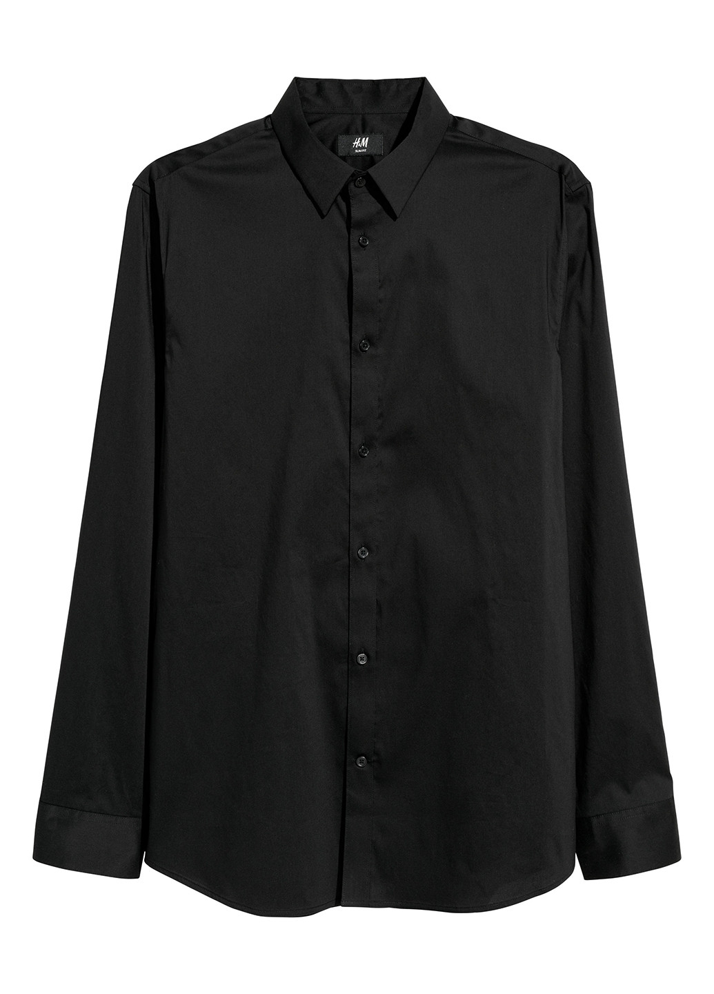 Черная кэжуал рубашка H&M с длинным рукавом