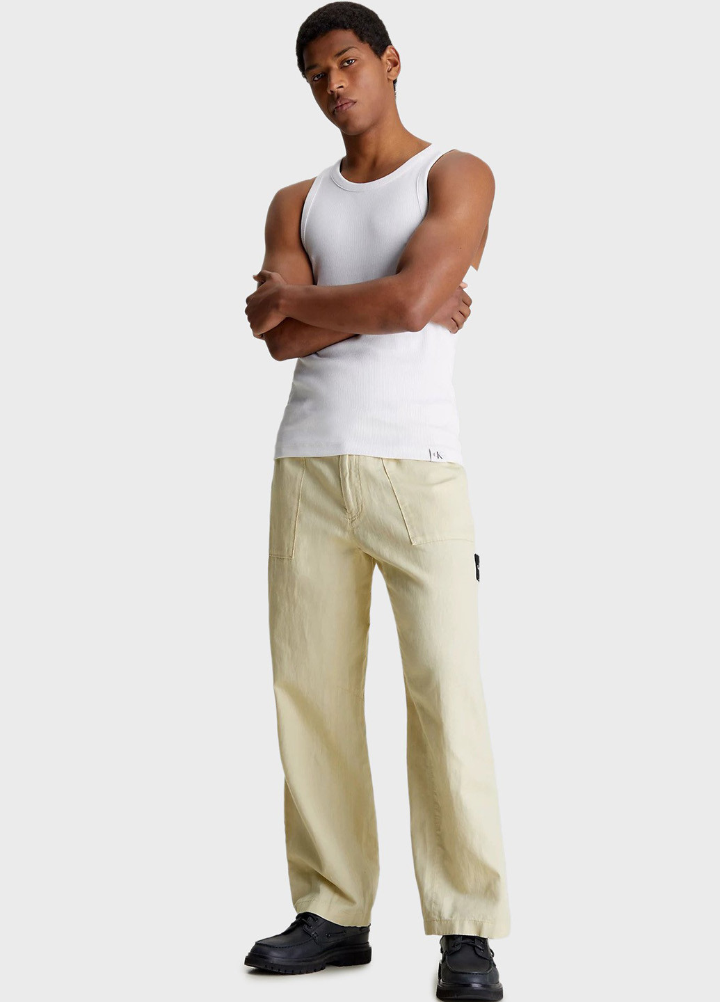 Бежевые кэжуал демисезонные прямые брюки Calvin Klein Jeans