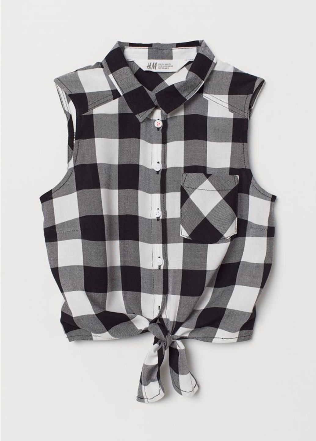 Блуза H&M клітинка чорно-біла кежуал віскоза