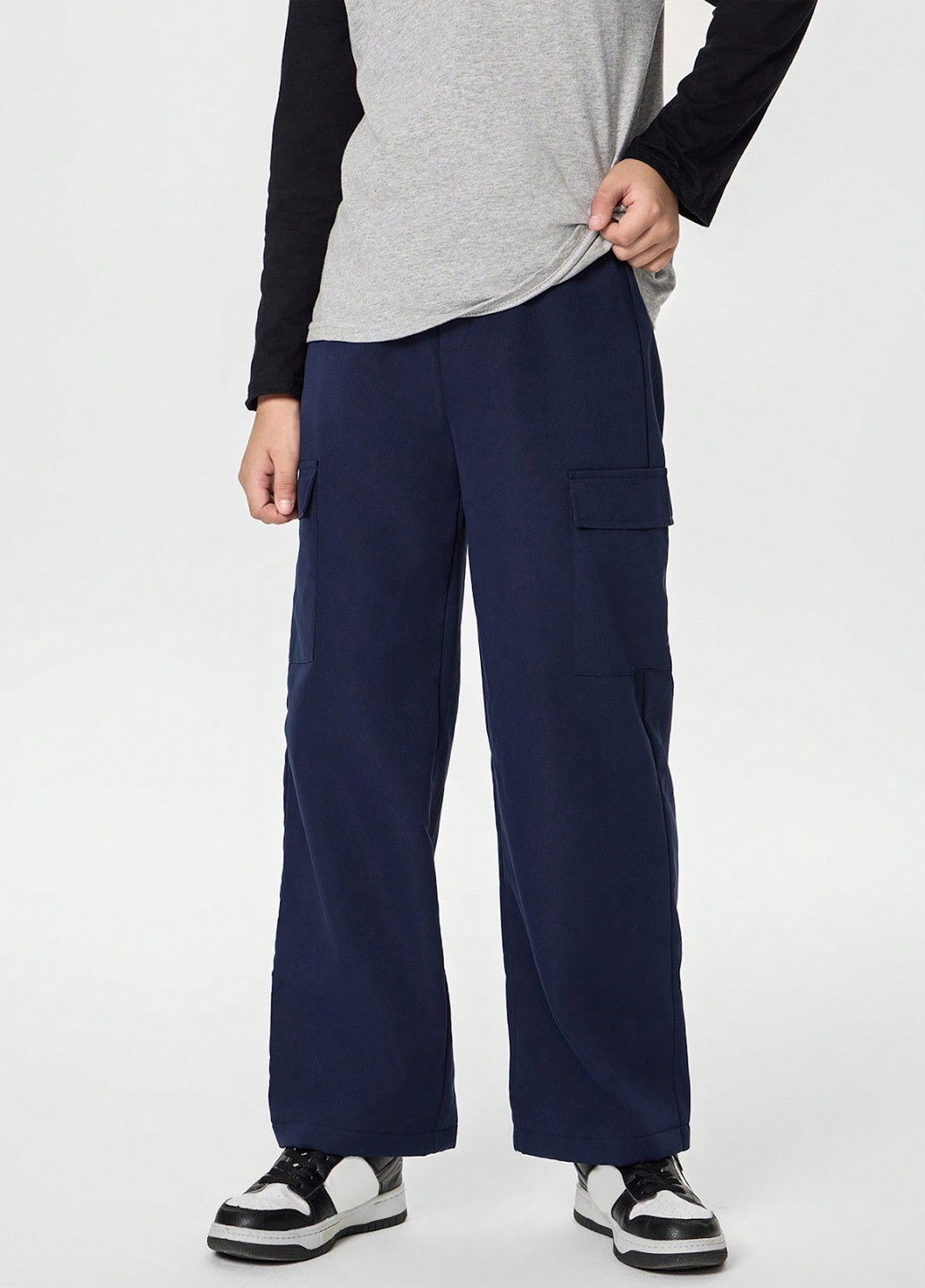Темно-синие спортивные демисезонные брюки карго SHEIN