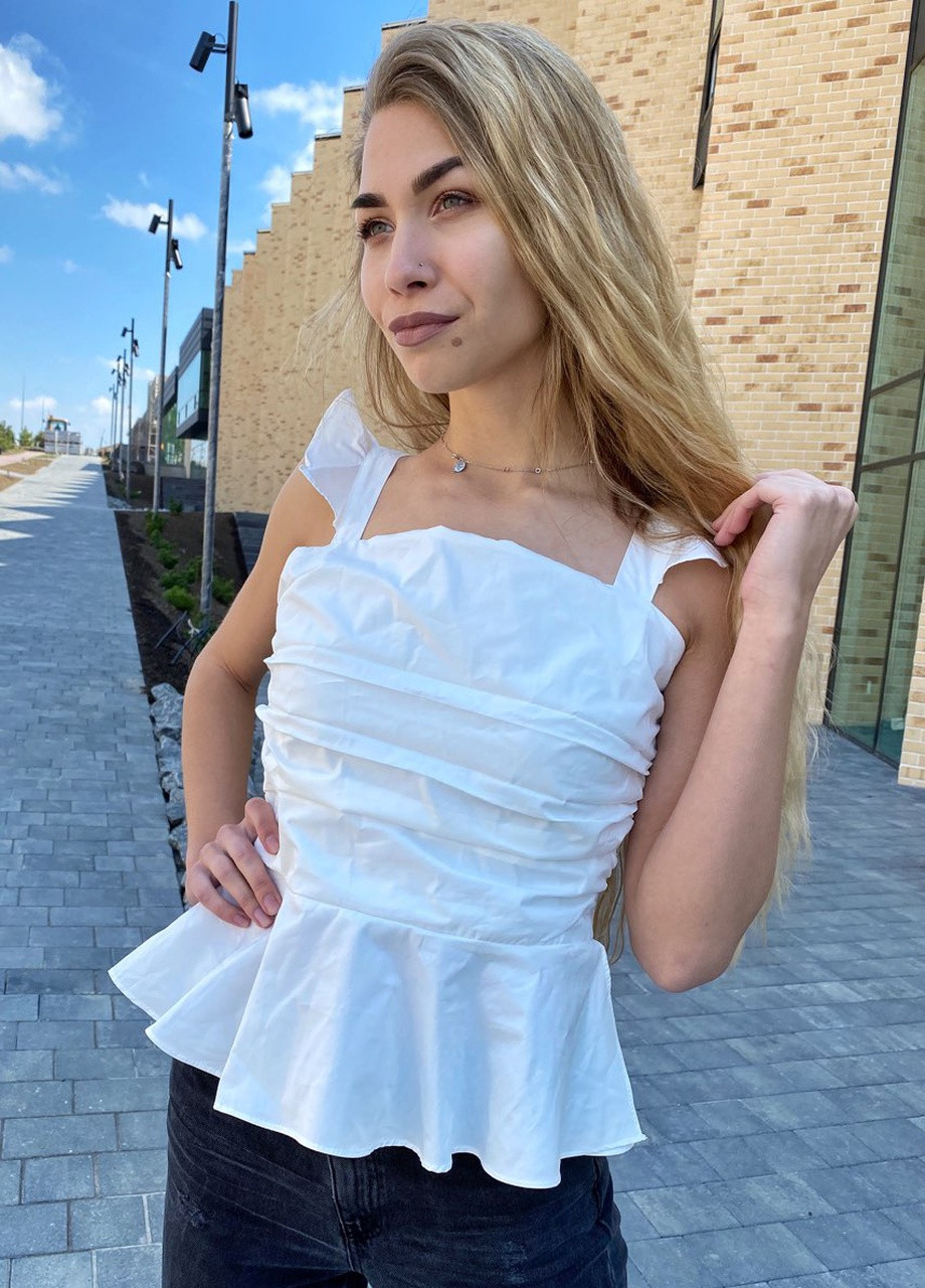 Белая летняя элегантная летняя блузка No Brand
