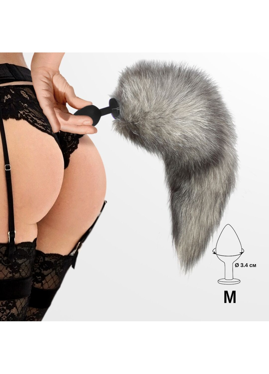 Силиконовая анальная пробка с хвостом из натурального меха size M Artctic fox Art of Sex (254973485)