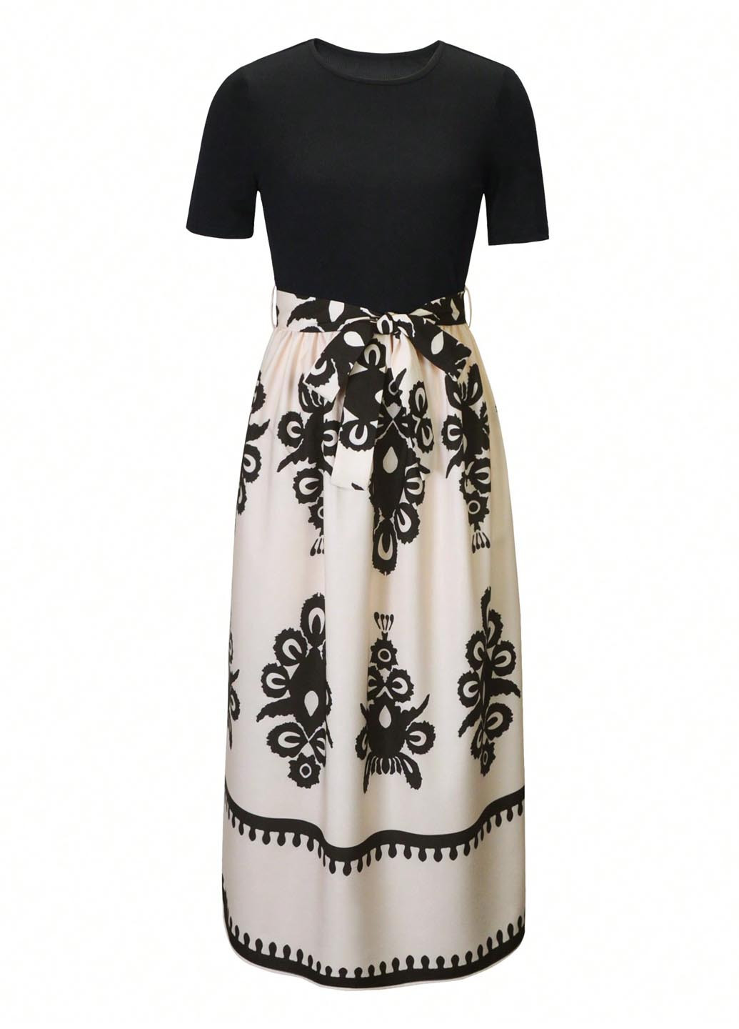 Комбинированное праздничный, деловое, кэжуал платье клеш, а-силуэт SHEIN колор блок