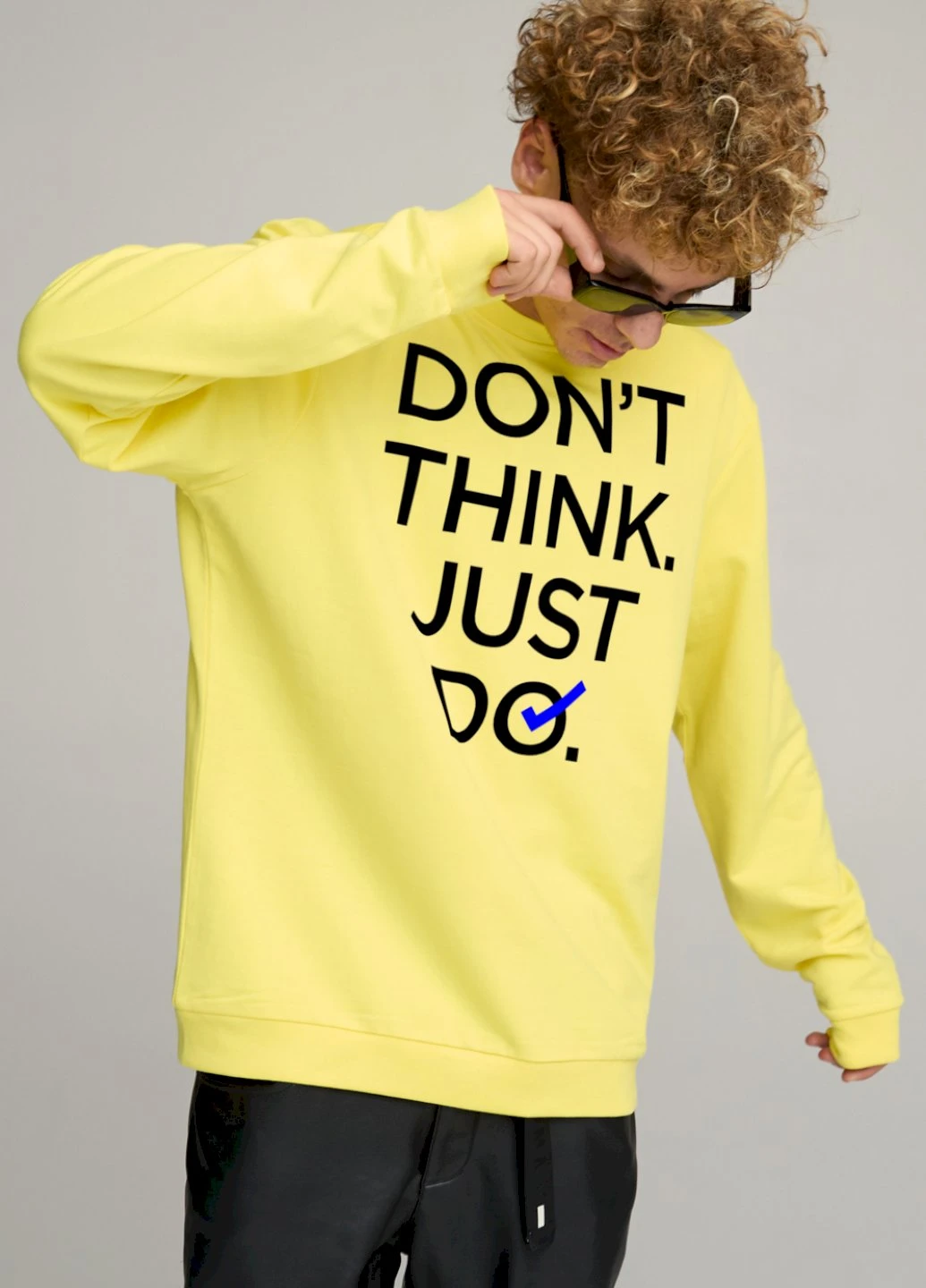 Желтый світшот чоловічий oversize /no flis/ YAPPI рисунок (254557700)