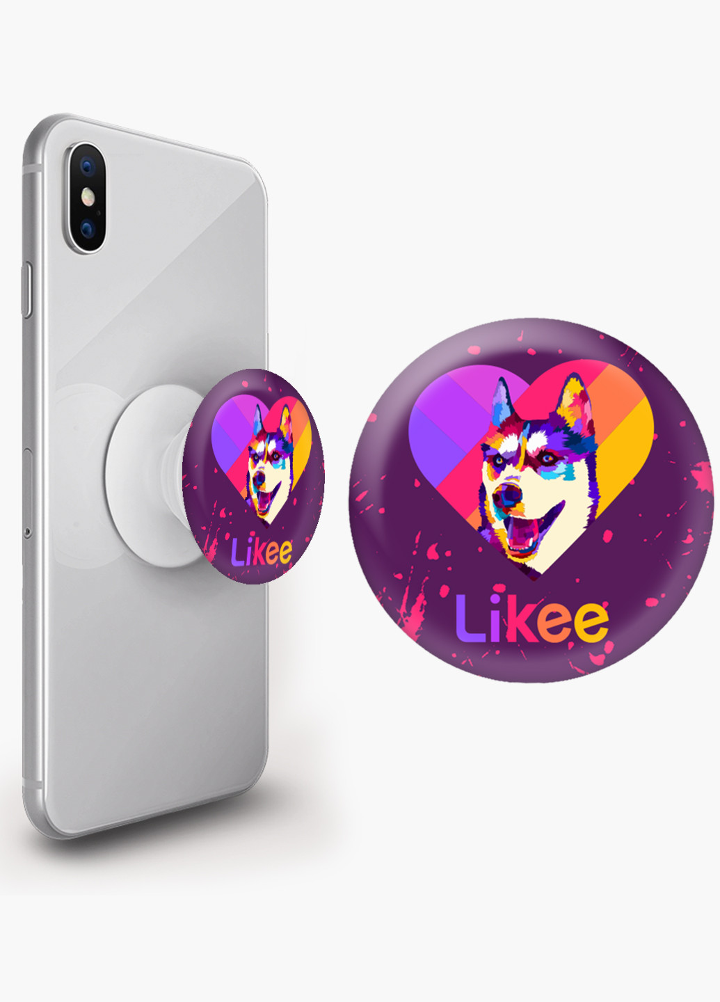 Попсокет (Popsockets) тримач для смартфону Лайк Лайка (Likee) (8754-1598) Чорний MobiPrint (216748409)