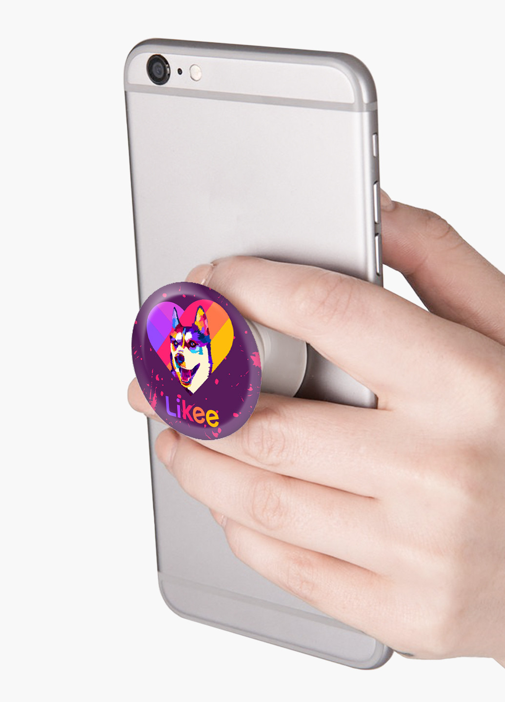 Попсокет (Popsockets) тримач для смартфону Лайк Лайка (Likee) (8754-1598) Чорний MobiPrint (216748409)