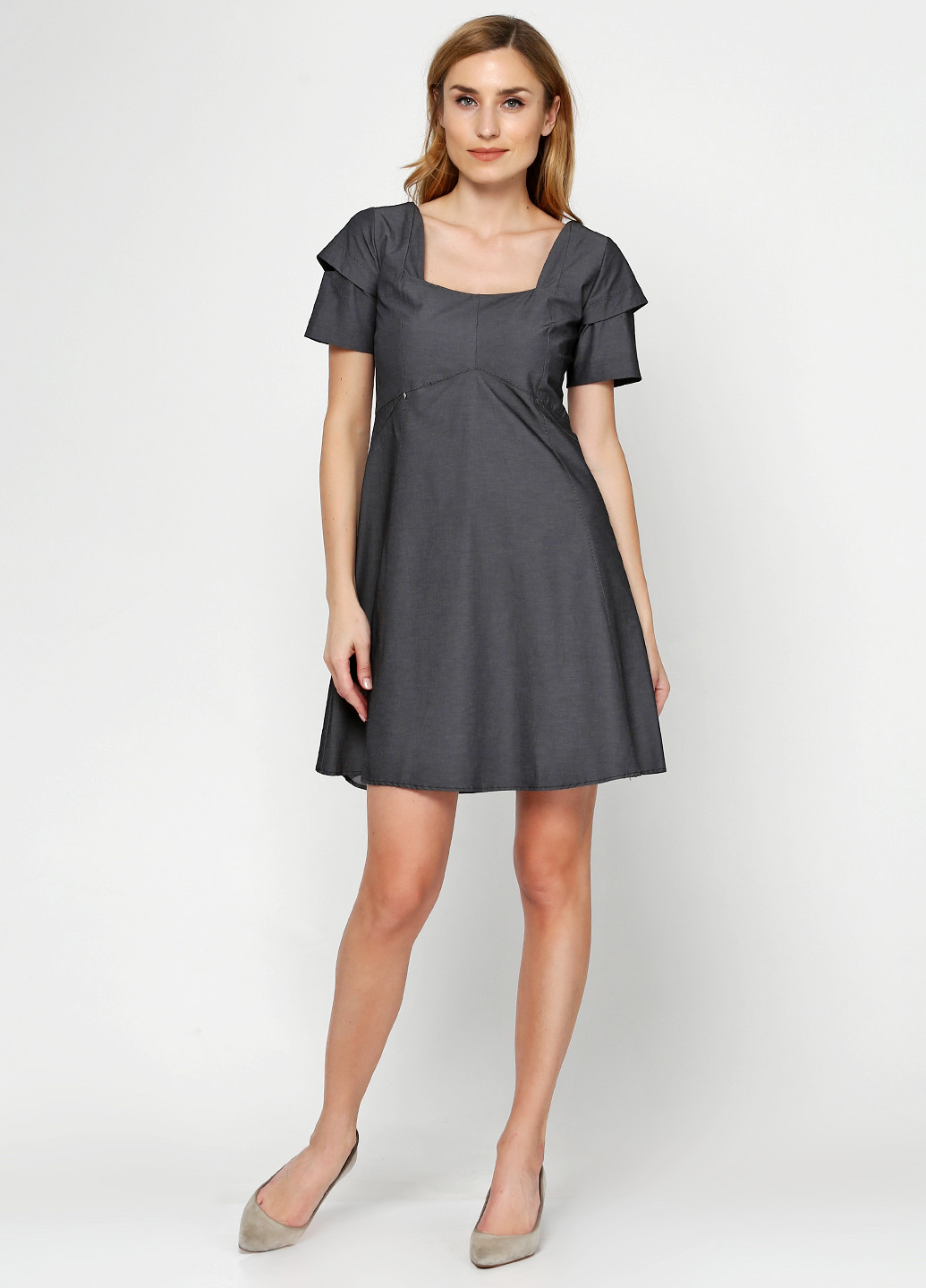 Темно-серое кэжуал платье Oblique однотонное