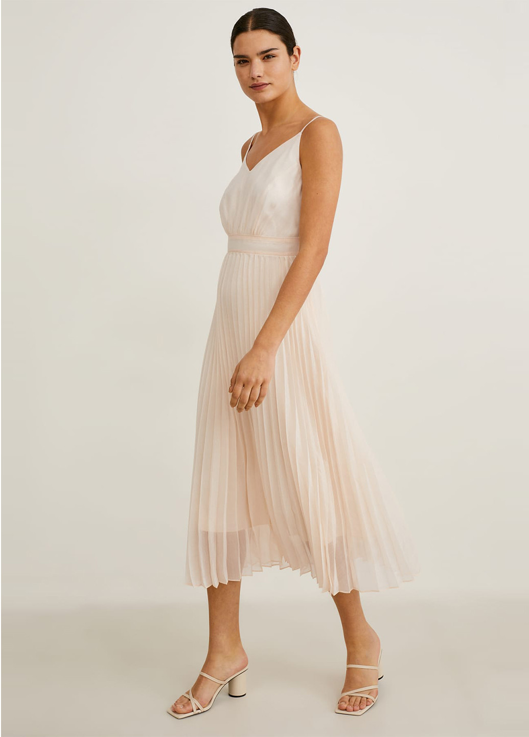 Бежева кежуал сукня плісована C&A однотонна