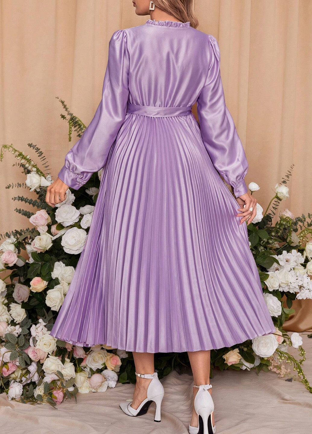 Бузкова вечірня, святковий сукня для вагітних кльош, плісована SHEIN однотонна