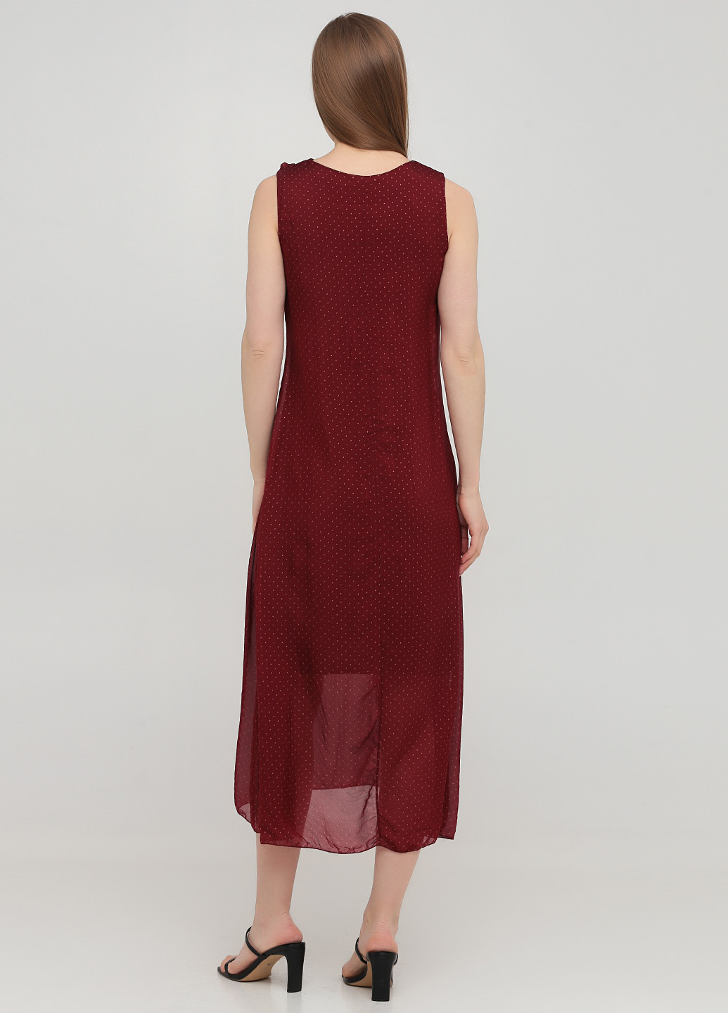 Бордова кежуал сукня в стилі армпір Sarah Chole в горошок