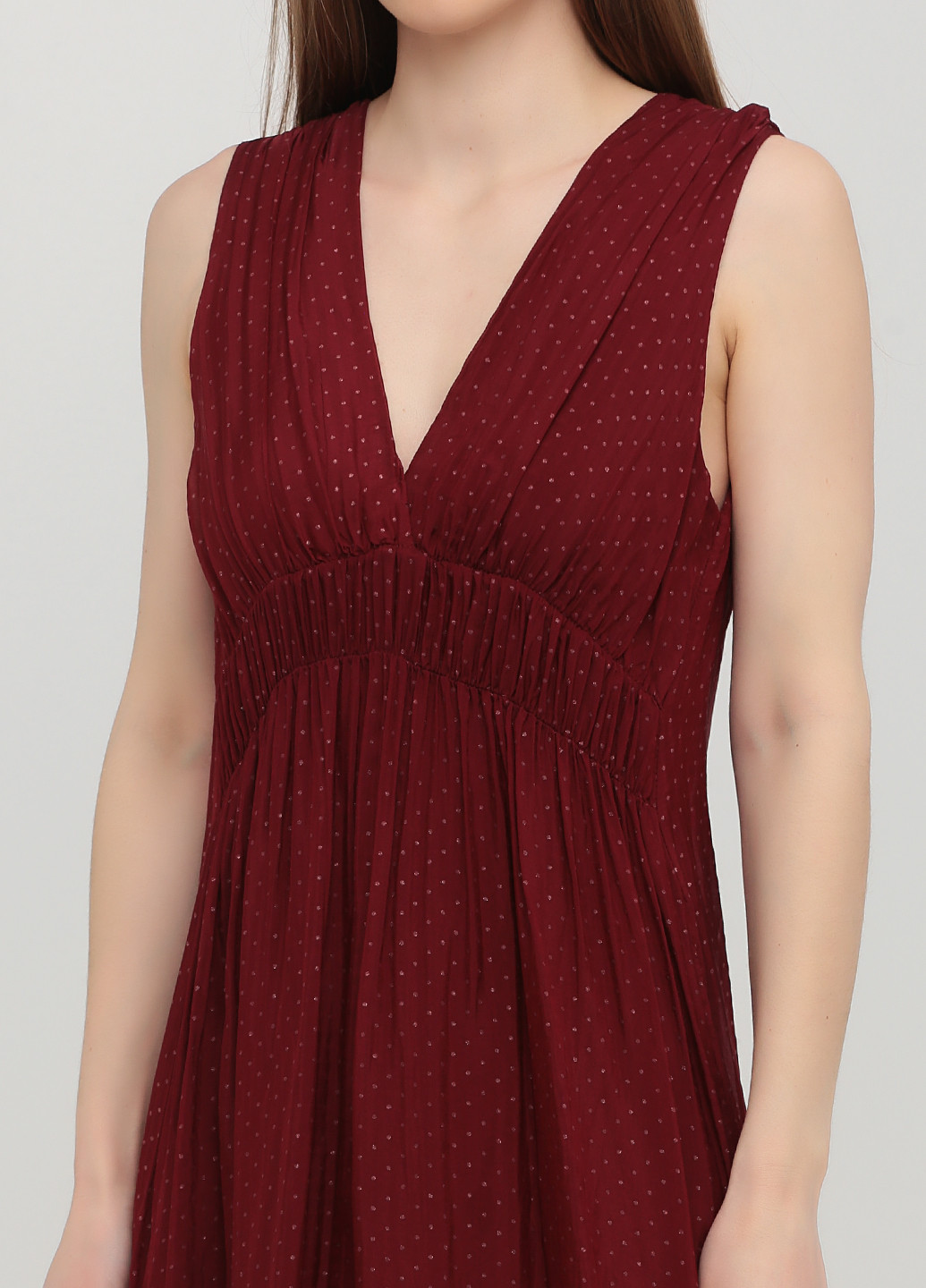 Бордовое кэжуал платье в стиле ампир Sarah Chole в горошек