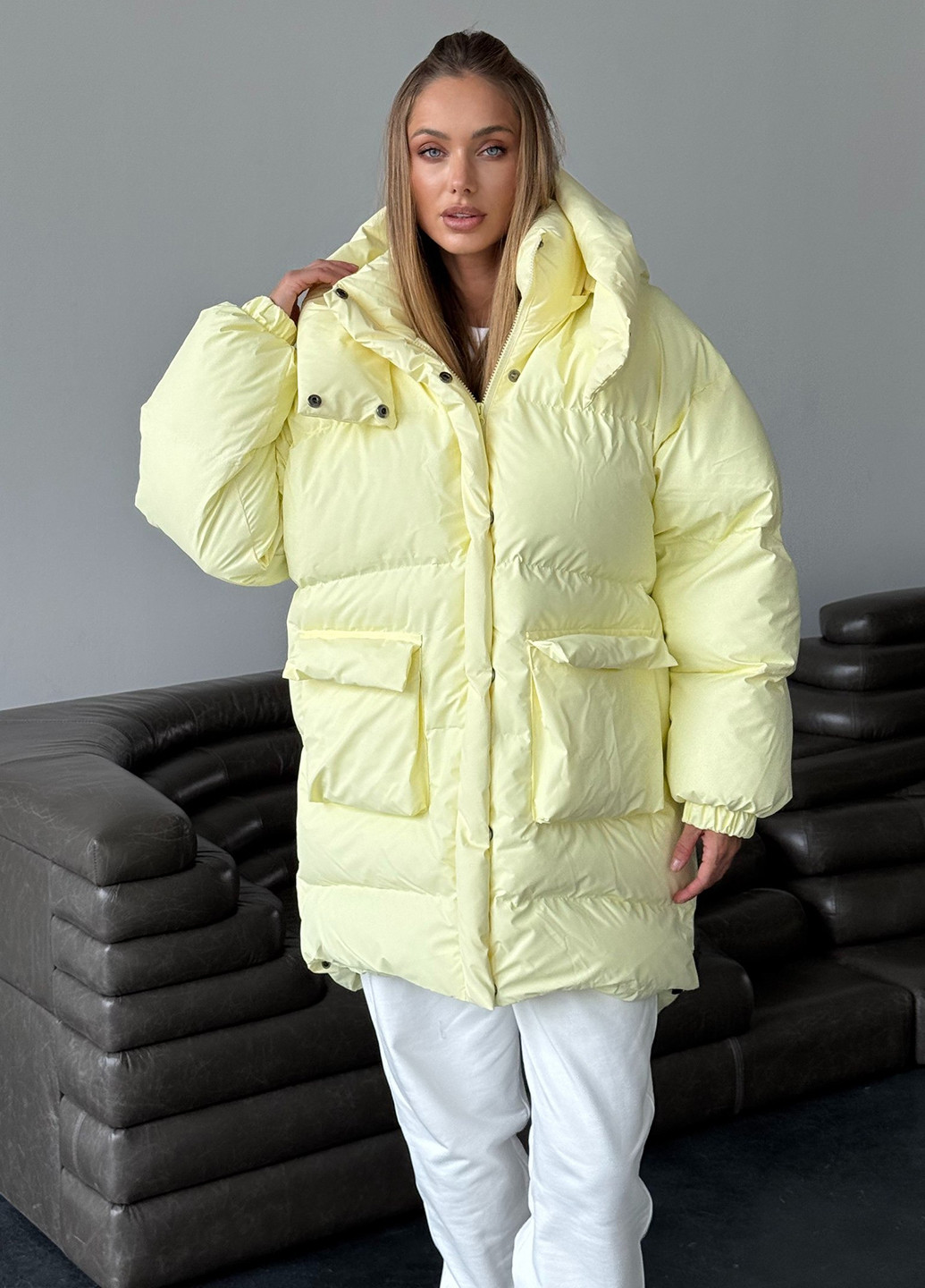 Світло-жовтий зимній Пуховик No Brand