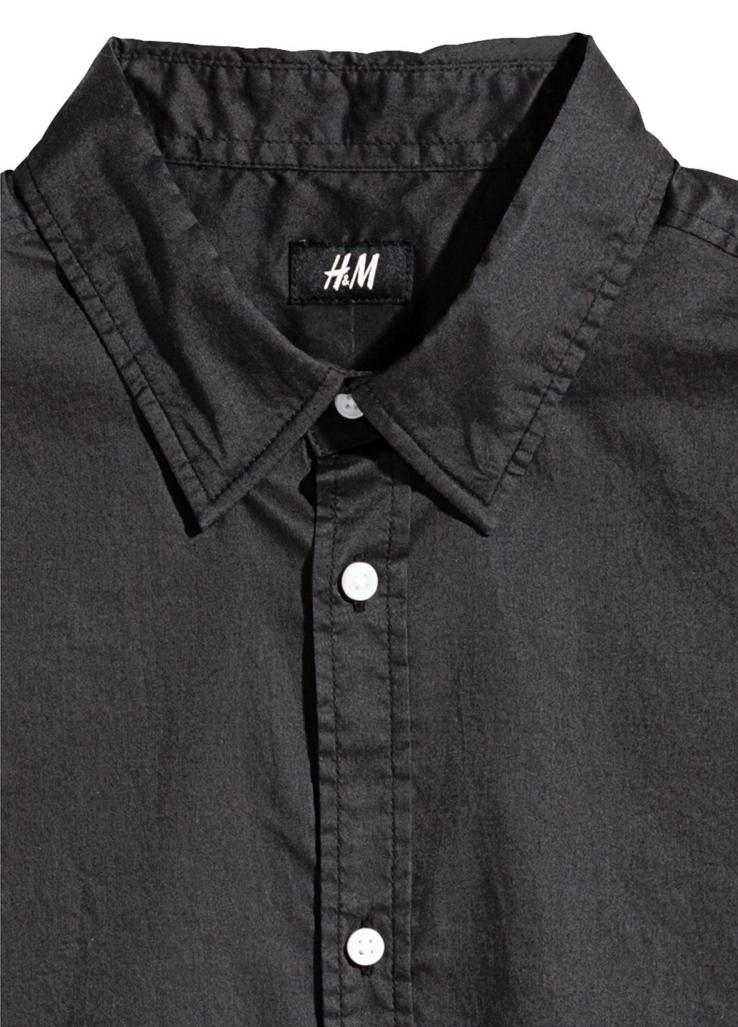 Сорочка H&M однотонна темно-сіра кежуал бавовна