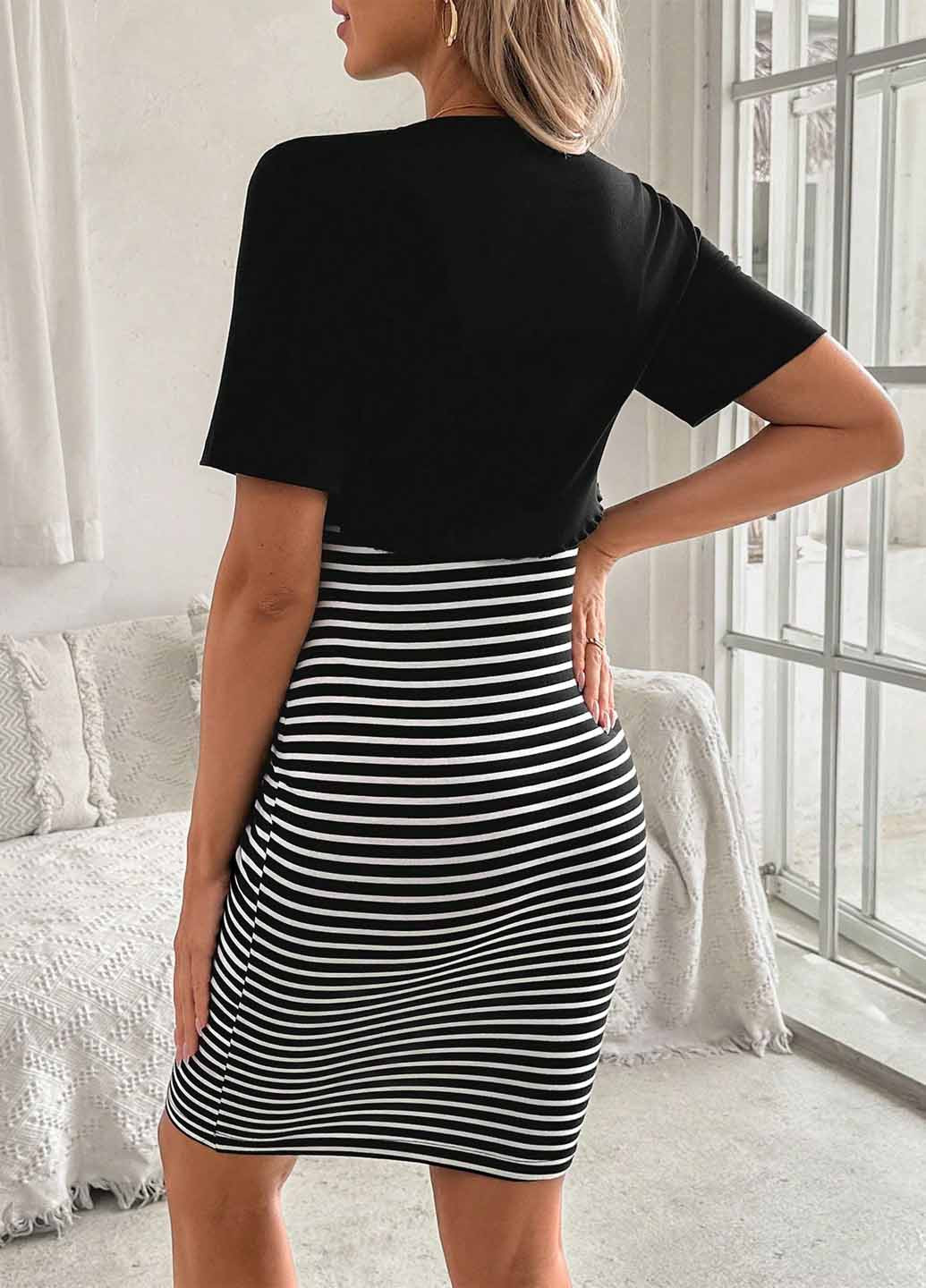 Чорно-білий літній комплект (топ, сукня) SHEIN