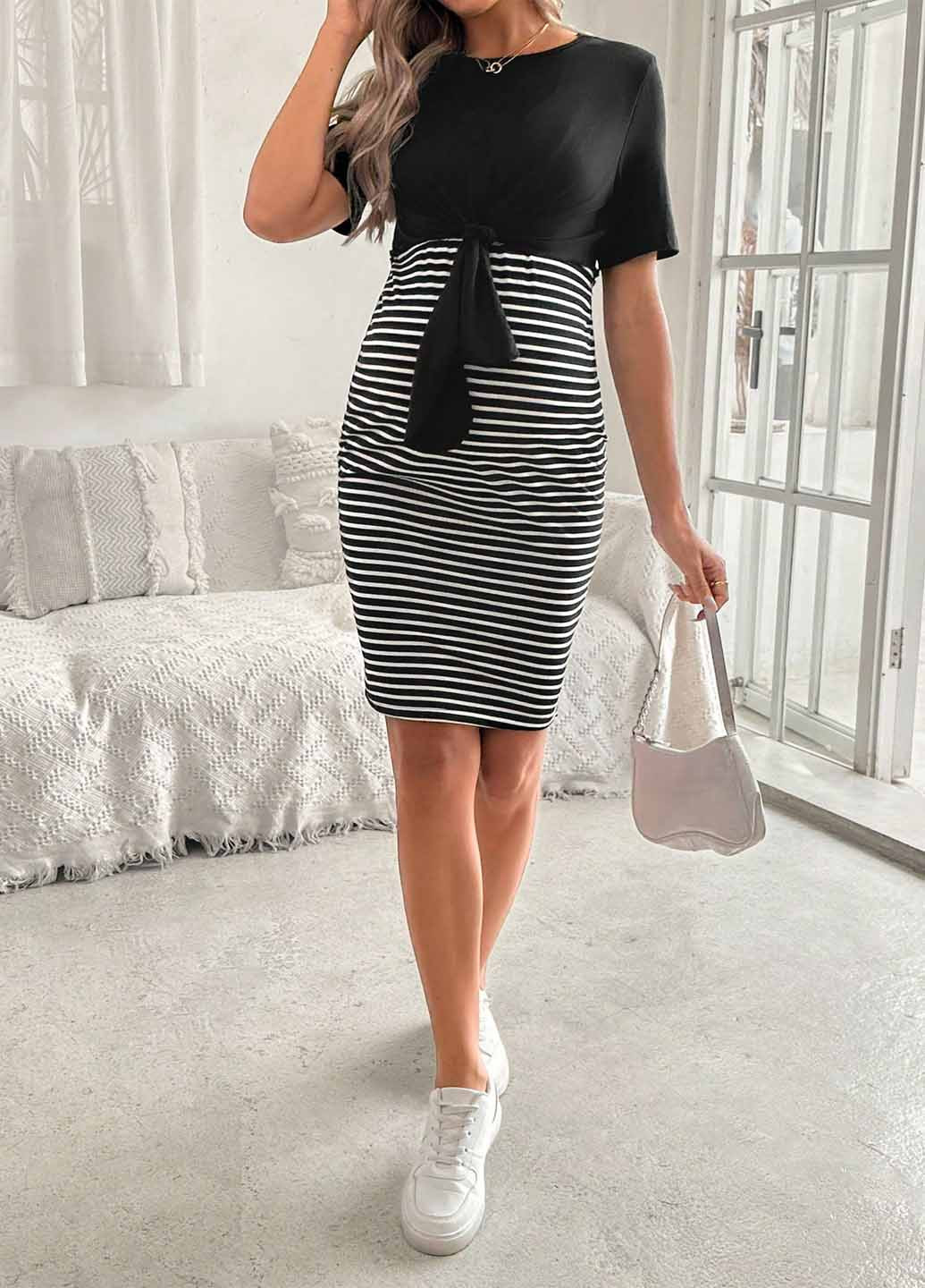 Чорно-білий літній комплект (топ, сукня) SHEIN