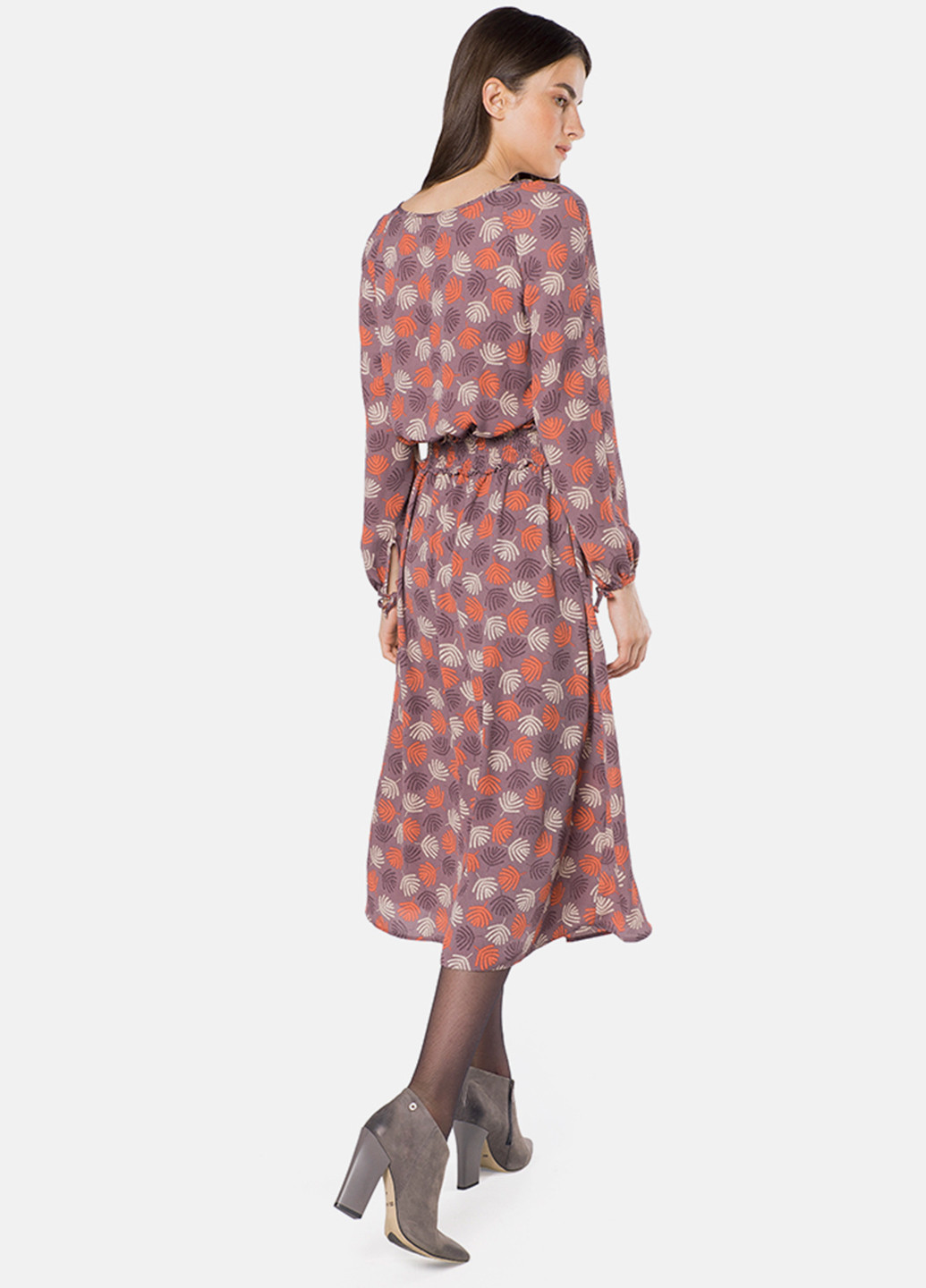 Лиловое кэжуал платье MR 520 с цветочным принтом