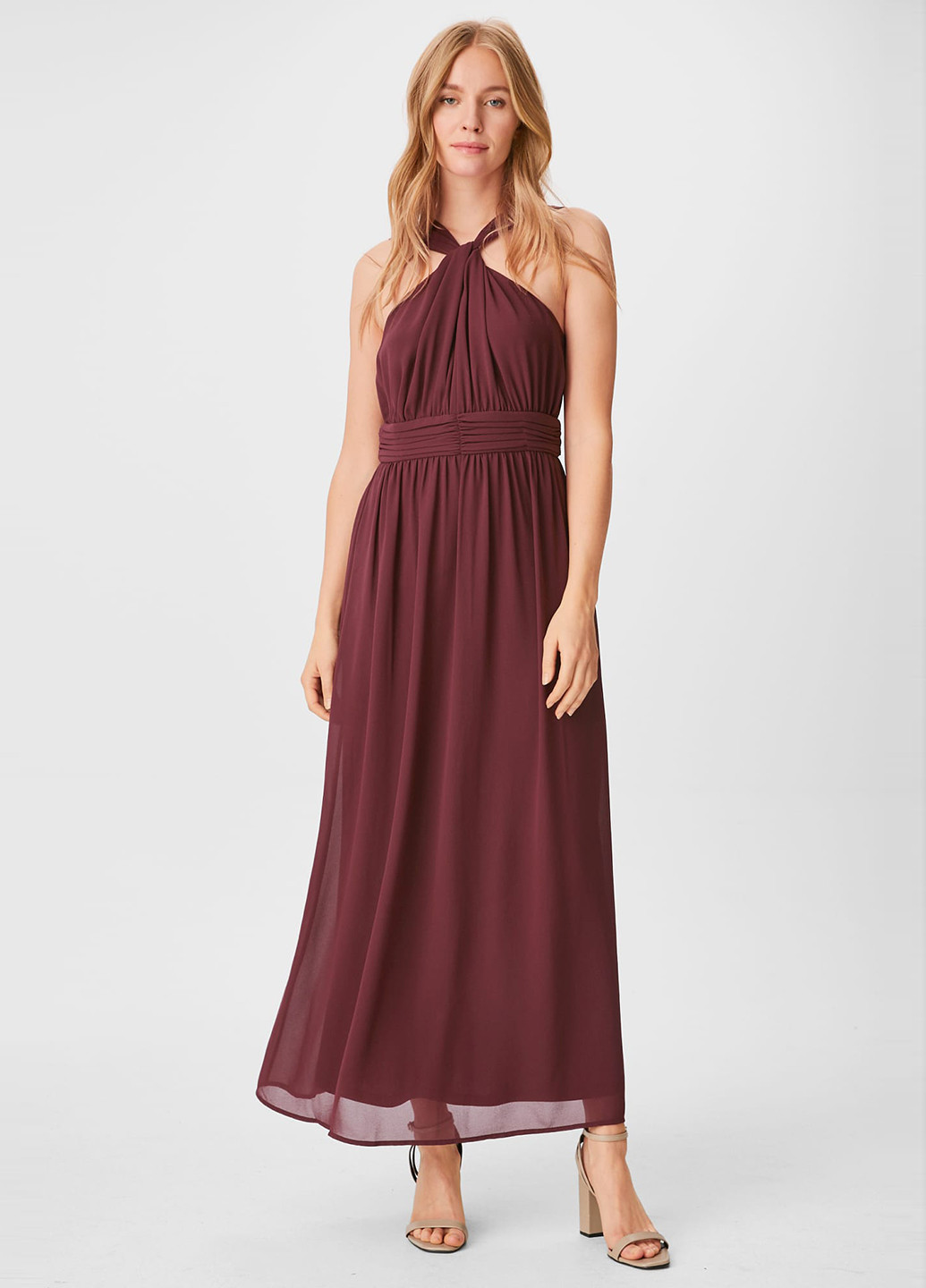 Бордова коктейльна сукня в стилі армпір C&A однотонна