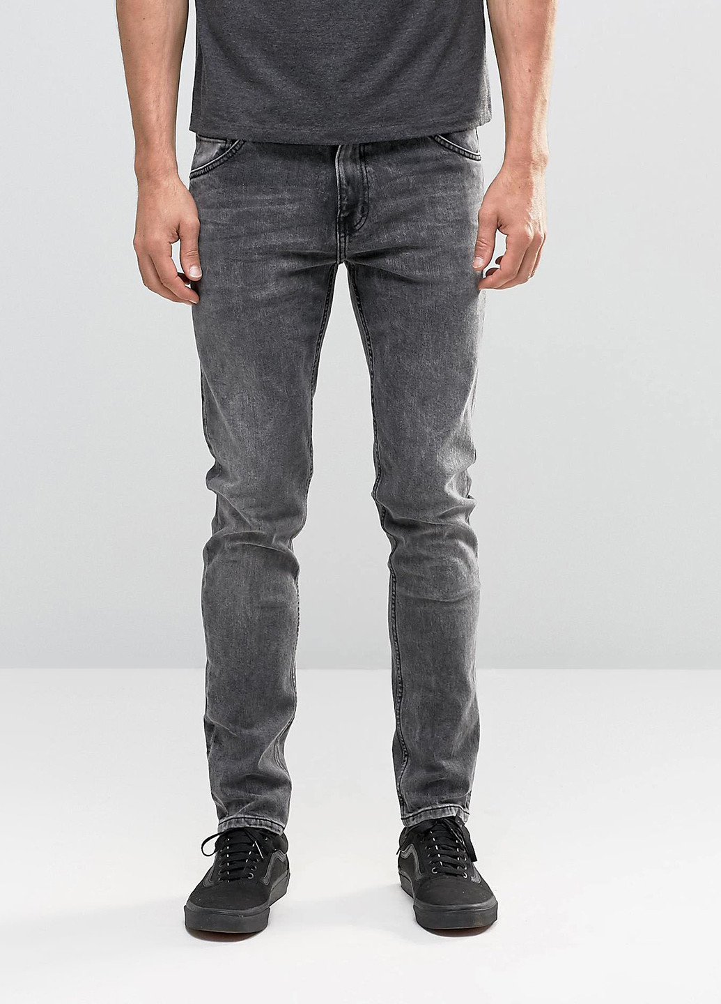 Темно-серые демисезонные зауженные джинсы Weekday