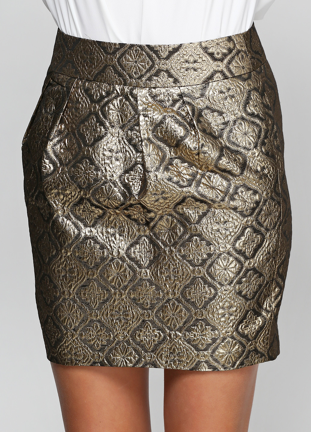 Золотистая кэжуал однотонная юбка Etam мини