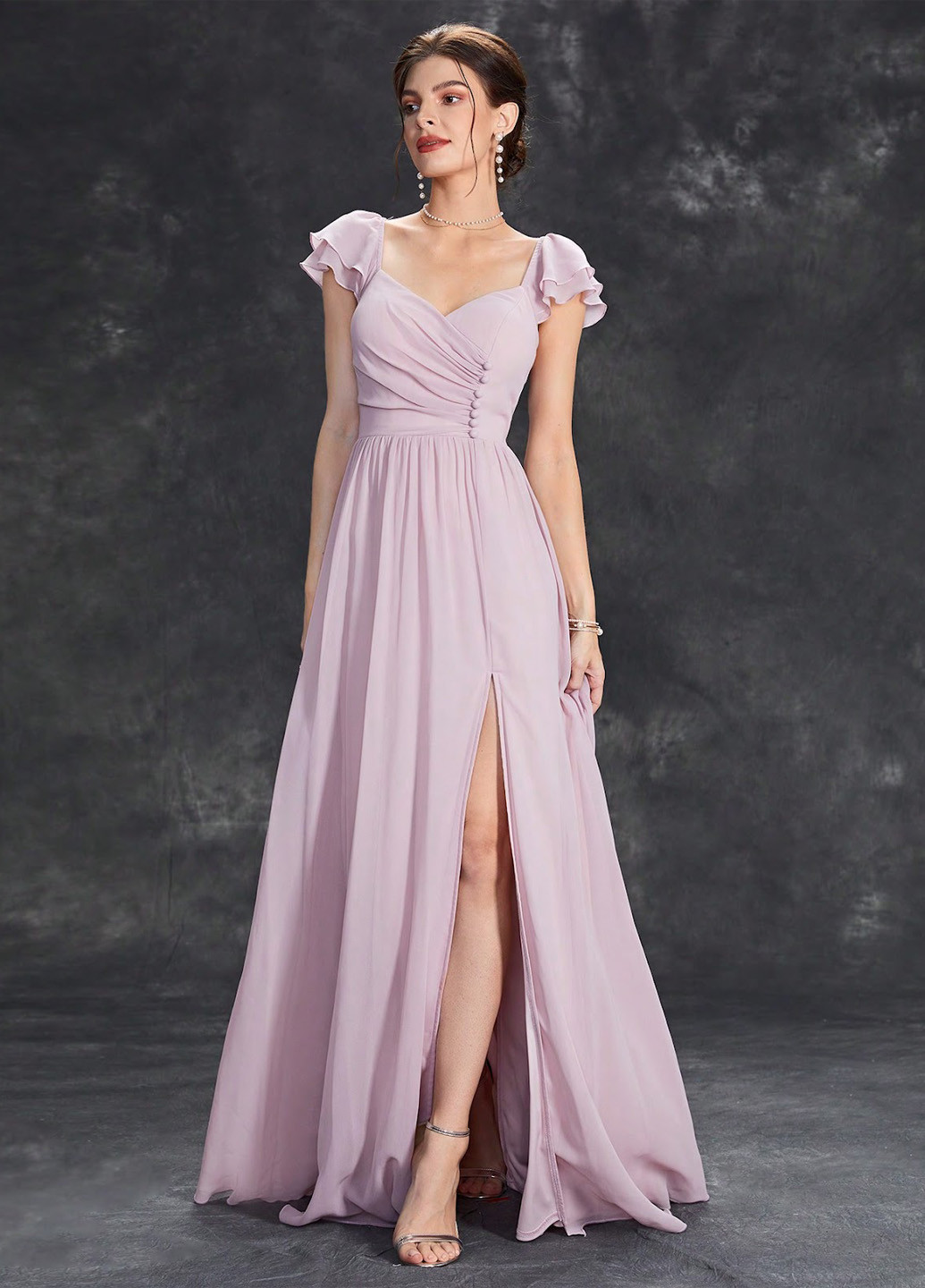 Бузкова вечірня сукня з відкритою спиною SHEIN однотонна