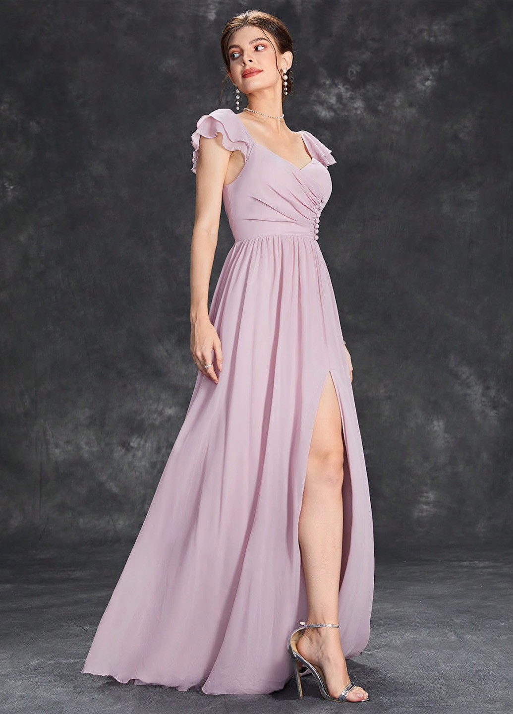 Бузкова вечірня сукня з відкритою спиною SHEIN однотонна