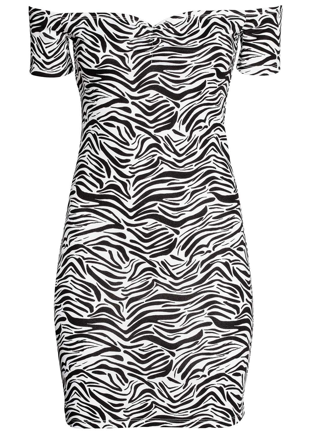 Чорно-білий кежуал сукня з відкритими плечима H&M зебра