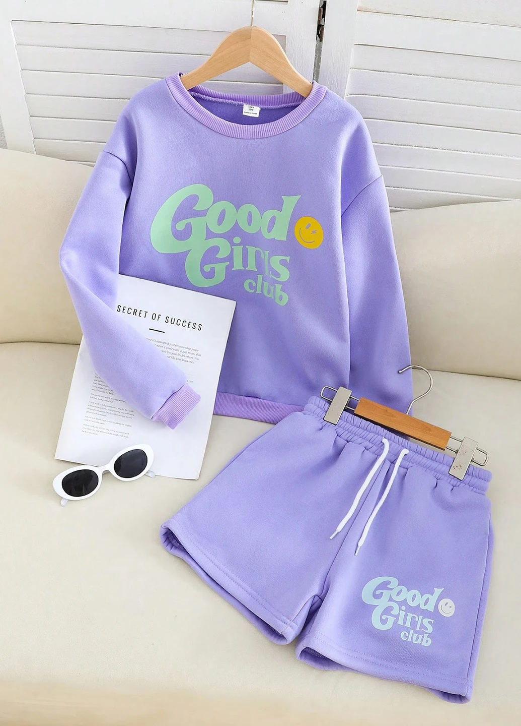 Сиреневый летний костюм (свитшот, шорты) SHEIN