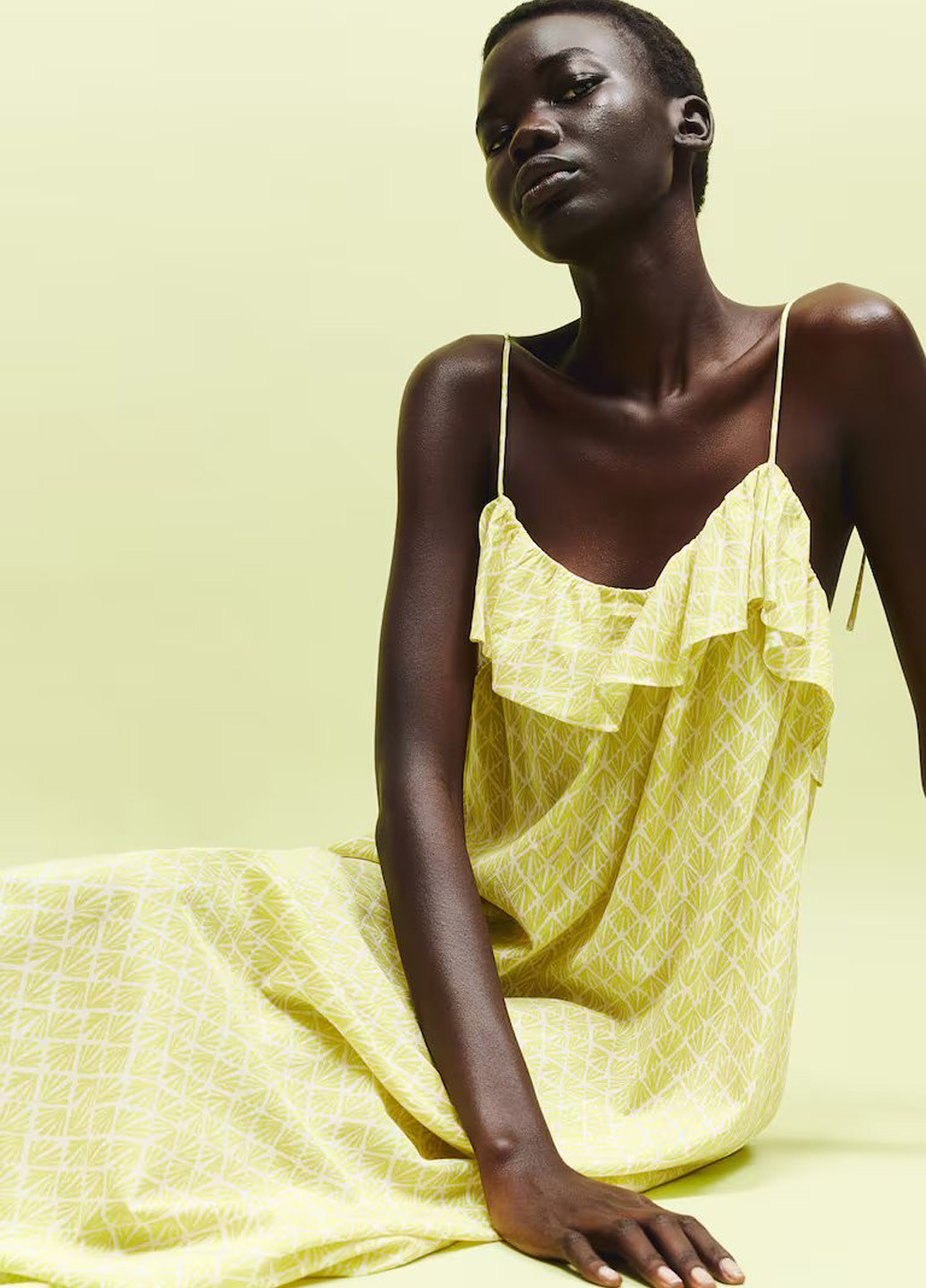 Світло-жовтий кежуал сукня а-силует, сукня-комбінація H&M з геометричним візерунком