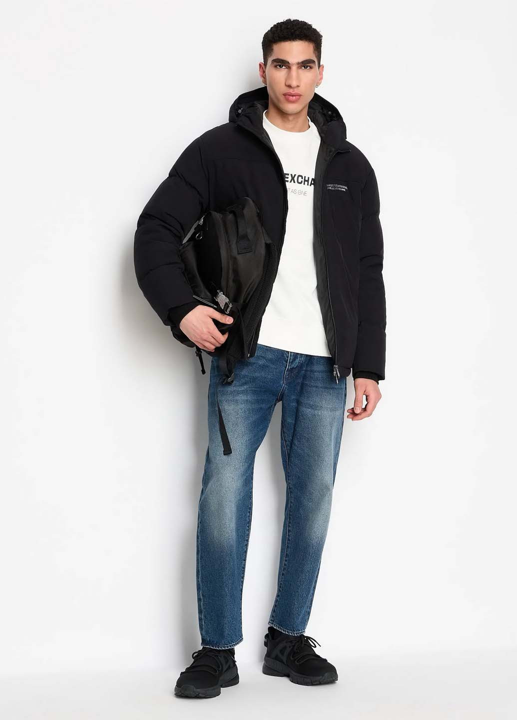 Чорний зимній Пуховик Armani Exchange