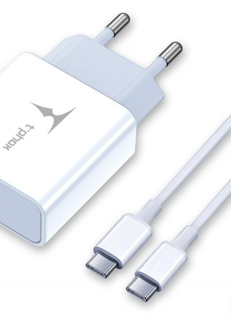 Зарядное устройство PD 18W Charger + Type-C-C 60W cable 1m (White) (T-P01(W)+Type-C) T-PHOX (216637659)