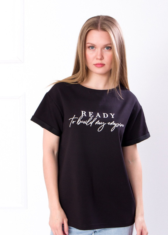 Черная летняя футболка женская (p-5927) Носи своє