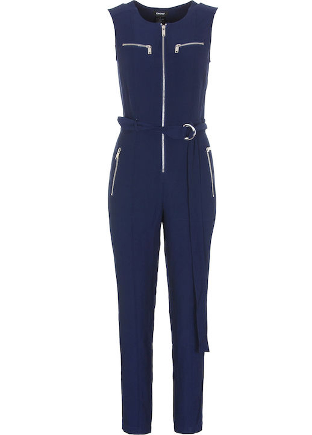Комбинезон DKNY комбинезон-брюки однотонный тёмно-синий кэжуал полиэстер