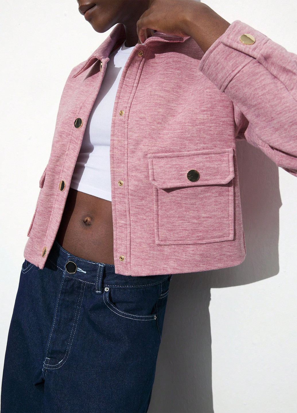 Светло-розовая демисезонная куртка куртка-пиджак SHEIN