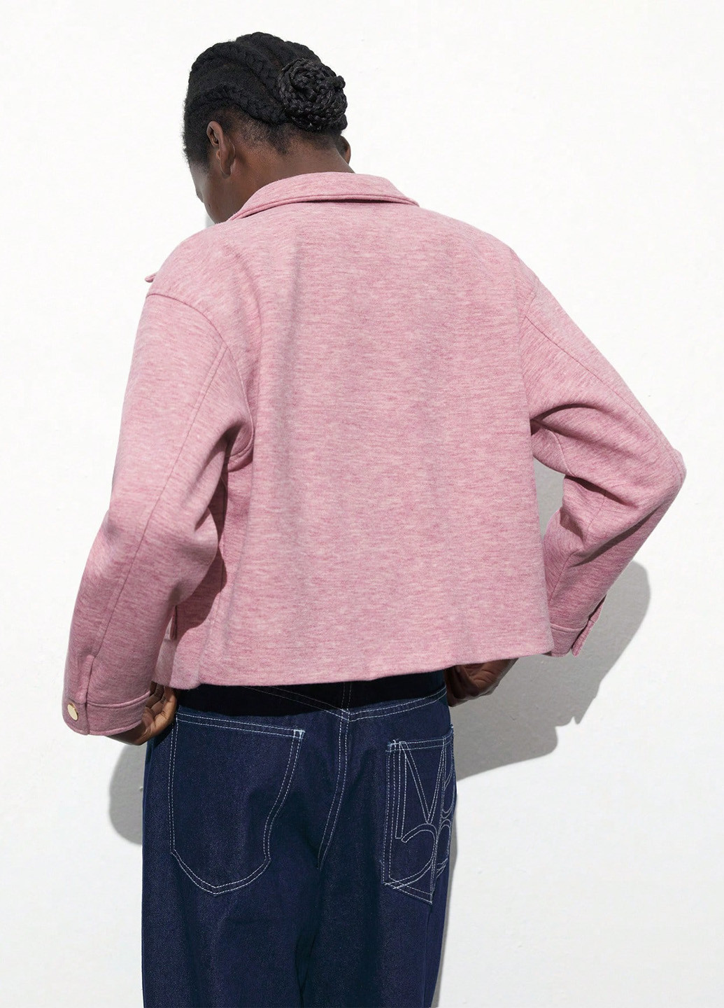 Светло-розовая демисезонная куртка куртка-пиджак SHEIN