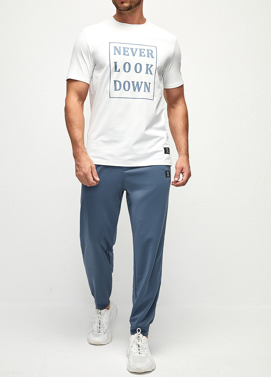 Сіро-синій літній комплект (футболка, штани) SHEIN