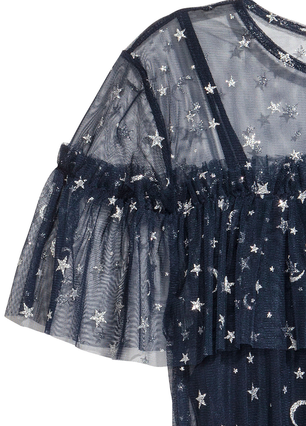 Темно-синее кэжуал платье платье-футболка H&M звезды