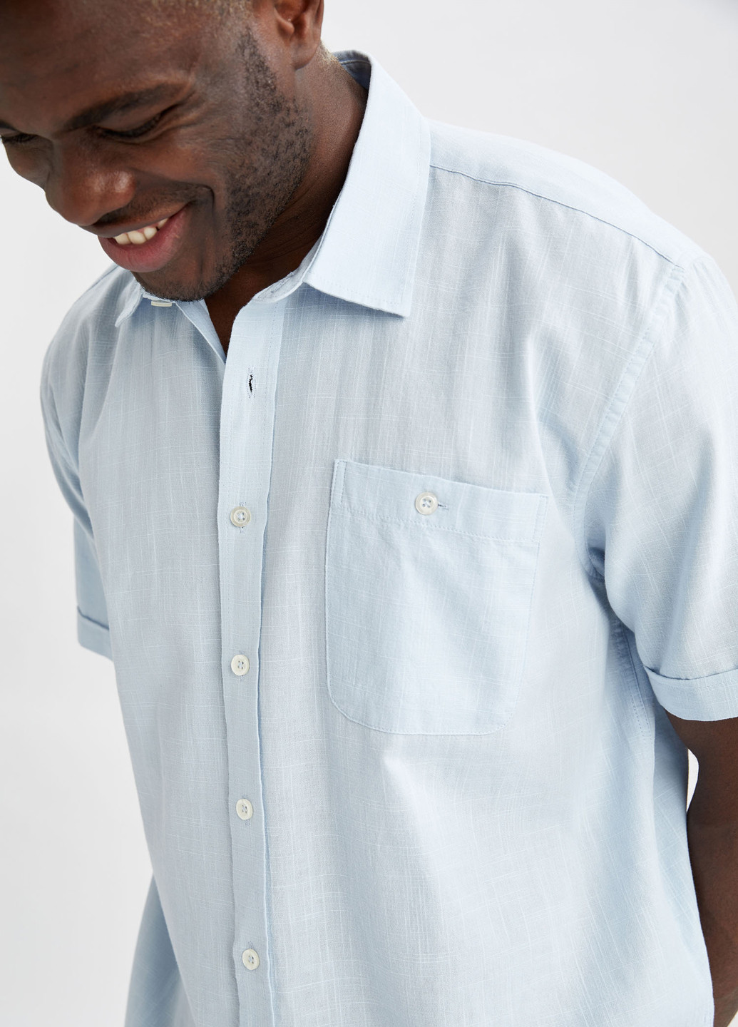 Рубашка DeFacto світло блакитна кежуал бавовна
