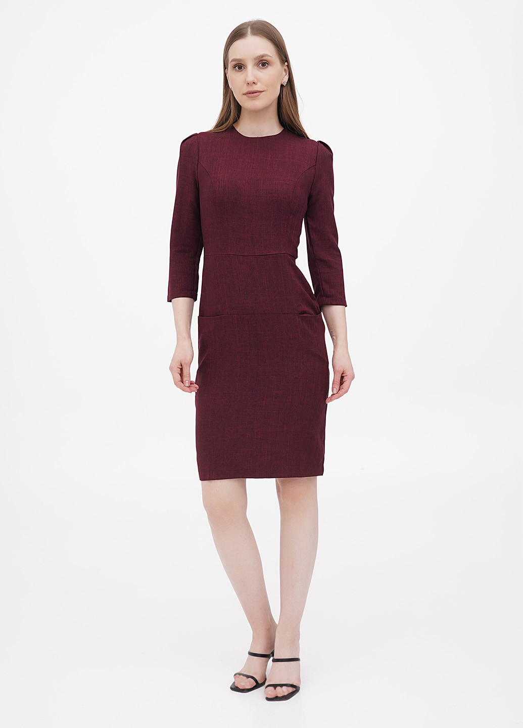 Темно-бордовое кэжуал платье футляр Dioni однотонное