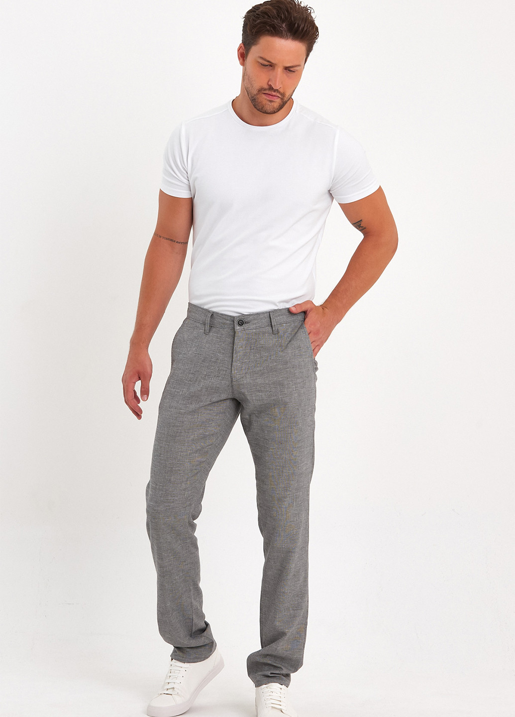 Серые кэжуал летние прямые брюки Trend Collection
