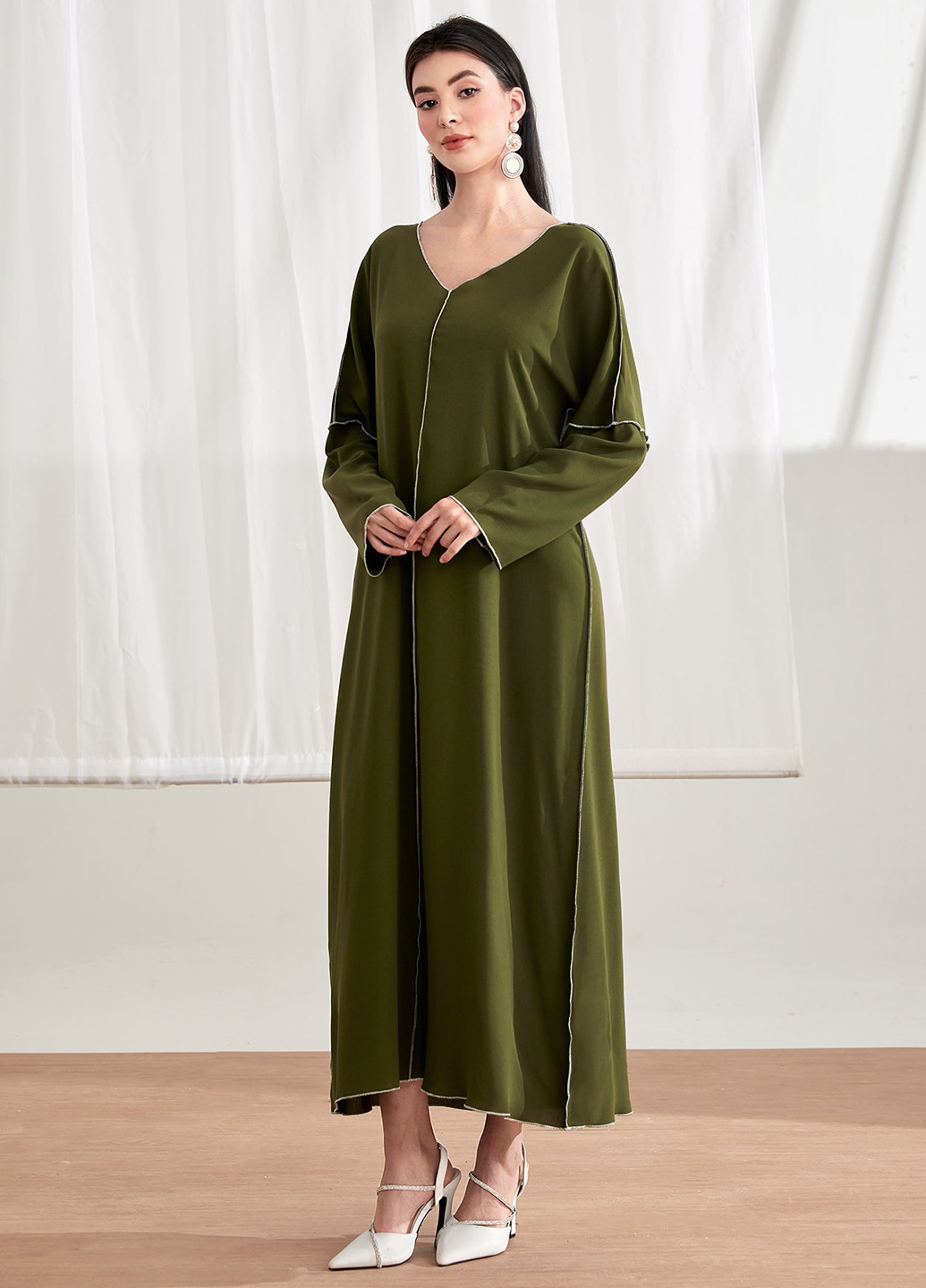 Зелена святковий, вечірня, кежуал сукня а-силует SHEIN однотонна