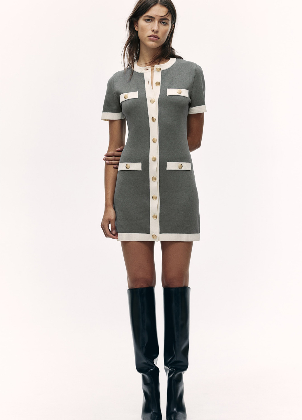 Сіра ділова, кежуал сукня H&M однотонна