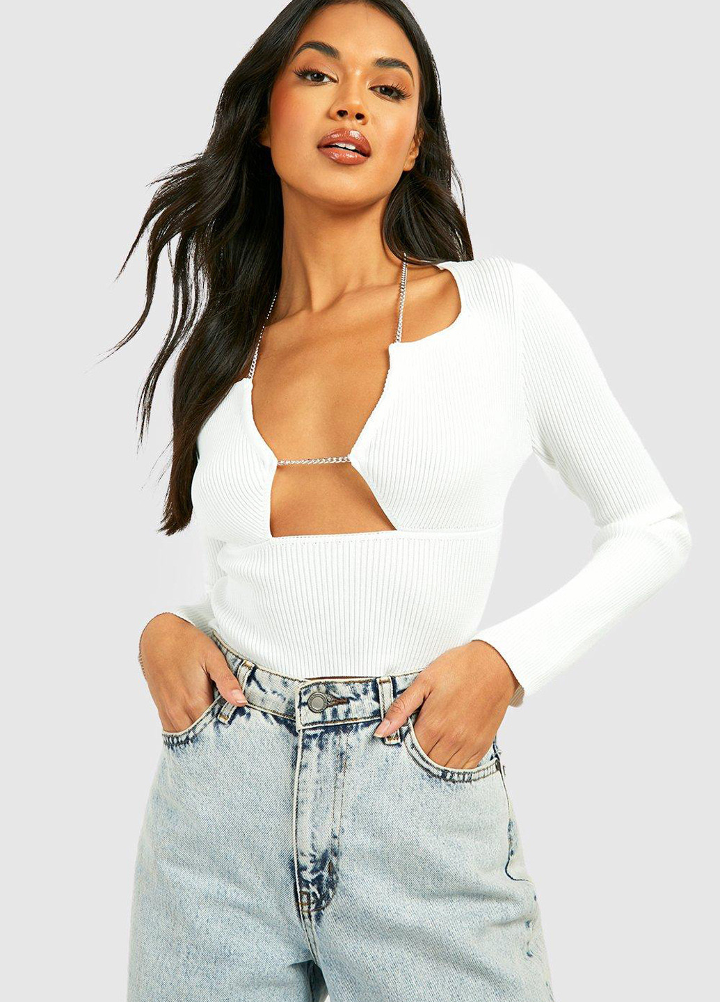 Білий демісезонний светр Boohoo