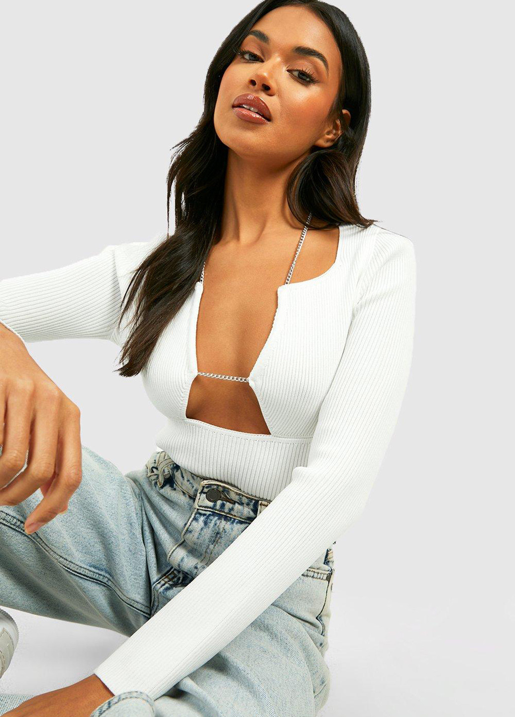 Білий демісезонний светр Boohoo