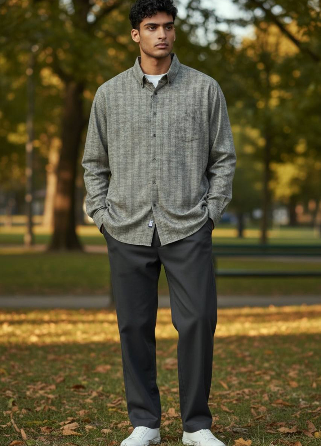 Серая кэжуал рубашка в клетку Rowm